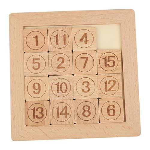 Yeory Nummernrätsel, Holznummern -Puzzlespielzeug, Holzrutschen mit 15 Nummern, Glatte Folienrätsel für Kleinkinder von Yeory
