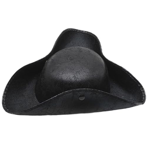 Yeory Piratenkostümmänner, Vintage Falten-Tricorn-Piratenhut mit Schnappschüssen, altmodische Piratenkapitäne Hut für Cosplay, Piratenkostüm Yeory Piratenkostümmänner, Vintage Falten-Tricorn-Piratenhut mit Schnappschüssen, altmodische Piratenkapitäne Hut für Cosplay, Piratenkostüm von Yeory