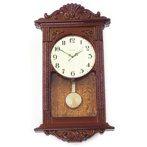 Yeory Puppenhauszubehör und Möbel Vintage Holz Wanduhr 1/12 Maßstab Accessoires DIY Miniatur -Dinge für Wohnzimmerstudienzimmer, Puppenhausminiaturen, Miniaturen von Yeory