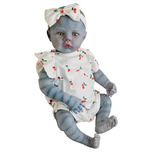Yeory Realistische Babypuppe 18 Zoll Ganzkörper Girl Babypuppe mit Kirschdruck Kleidung Blaue Haut lebensechte Silikon Kinderspielzeug, 18 Zoll Yeory Realistische Babypuppe 18 Zoll Ganzkörper Girl Babypuppe mit Kirschdruck Kleidung Blaue Haut lebensechte Silikon Kinderspielzeug, 18 Zoll von Yeory