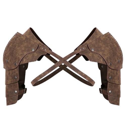 Yeory Ritterpanzerung, doppelte Pauldron -Schulter -Rüstung Verstellbares Faux PU Leder mittelalterlicher Rüstung, Vintage Viking Rüstung für Rollenspiele Cosplay, Lederrüstung von Yeory