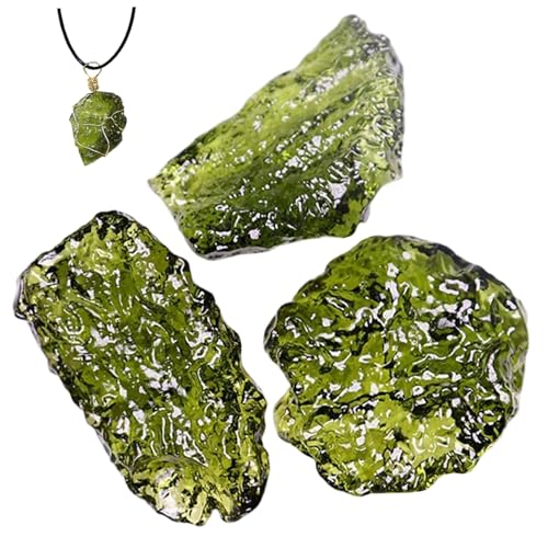 Yeory Schimmelpilzkristallkette, 3pcs Moldavitkristall, grünes künstliches unregelmäßiger Steinanhänger für Schmuckherstellung Yeory Schimmelpilzkristallkette, 3pcs Moldavitkristall, grünes künstliches unregelmäßiger Steinanhänger für Schmuckherstellung von Yeory