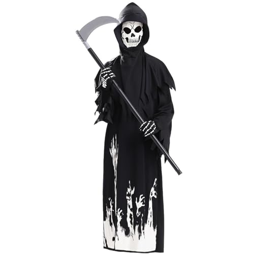 Yeory Sense Kostüm für leuchtende Gruppen -Halloween -Kostüme umfassen Handschuhe und Sichel -Cosplay -Outfits für Erwachsene Frauen Männer, Ghostface -Kostüm von Yeory