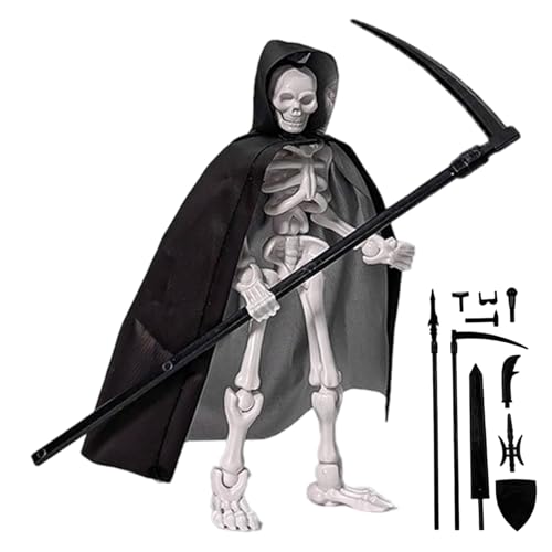 Yeory Skeleton Actionfigur, Halloween-Skelett 5.1, mehrsprachiges bewegliches Spielzeug mit Umhang und Waffen, Plastik T13 Actionfigur für Desktop-Dekorationen Yeory Skeleton Actionfigur, Halloween-Skelett 5.1, mehrsprachiges bewegliches Spielzeug mit Umhang und Waffen, Plastik T13 Actionfigur für Desktop-Dekorationen von Yeory