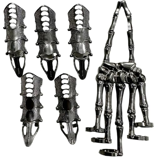 Yeory Skeletthandarmband mit 5pcs Vollfinger Ringen Punk Gothic Schmuck mit beweglicher, gemeinsamer legierter Alloy -Halloween -Schmuck für Cosplay, Party, Kostüm, volle Fingerringe Yeory Skeletthandarmband mit 5pcs Vollfinger Ringen Punk Gothic Schmuck mit beweglicher, gemeinsamer legierter Alloy -Halloween -Schmuck für Cosplay, Party, Kostüm, volle Fingerringe von Yeory
