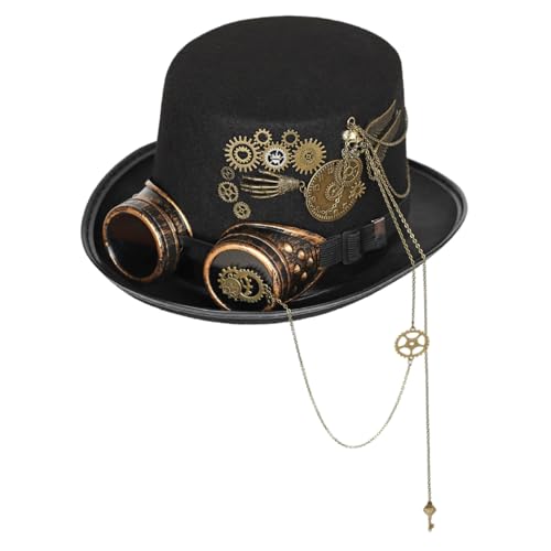 Yeory Steampunk -Top -Hüte, gotischer Steampunk -Kostümhut, Unisex Vintage Halloween -Hut mit Schutzbrillen für Themenparty, Hüte Yeory Steampunk -Top -Hüte, gotischer Steampunk -Kostümhut, Unisex Vintage Halloween -Hut mit Schutzbrillen für Themenparty, Hüte von Yeory