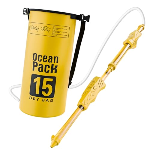 Yeory Wasserpistole für Kinder Langstreckenspray -Wasserpistole mit Rucksacktank (15 l) Gelbe Farbe PVC Sommerspielzeug für Strand, Pool, Innenhof, Outdoor, Waffe von Yeory