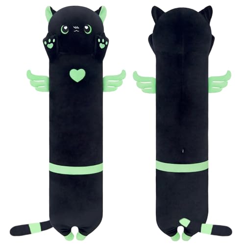 Yeqivo 2025 Neue Katze Kuscheltier Kawaii Katzen Plüschkissen Stofftiere Langes Katzen Plüschkissen niedliches Cat Plüsch Tier Körperkissen Kinder Plüschtier (Angel Green,110CM) von Yeqivo