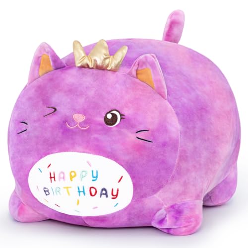 Yeqivo Geburtstagskatzen-Plüschkissen, Stofftier, lila, Geburtstagskatze, Plüschtiere, weiches Katzen-Plüschkissen für Kinder (Violette Katze, 40 cm Yeqivo Geburtstagskatzen-Plüschkissen, Stofftier, lila, Geburtstagskatze, Plüschtiere, weiches Katzen-Plüschkissen für Kinder (Violette Katze, 40 cm von Yeqivo