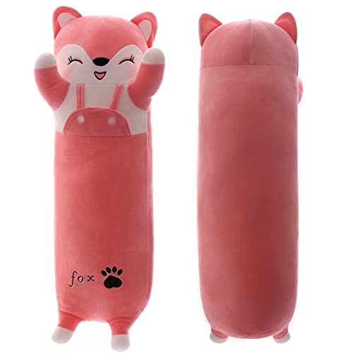 Yeqivo Kuscheltier Kawaii Fuchs Plüschkissen Stofftiere Langes Rosa Fuchs Plüschkissen niedliches Fox Plüsch Tier Körperkissen Kinder Plüschtier (Fuchs,70CM) von Yeqivo