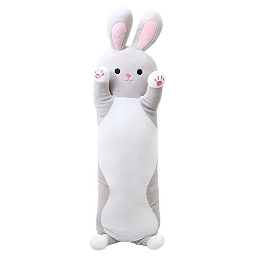 Yeqivo Kuscheltier Kawaii Kaninchen Plüschkissen Stofftiere Langes Grau Rabbit Plüsch Tier Körperkissen Kinder Plüschtier (Grau, 70CM) von Yeqivo