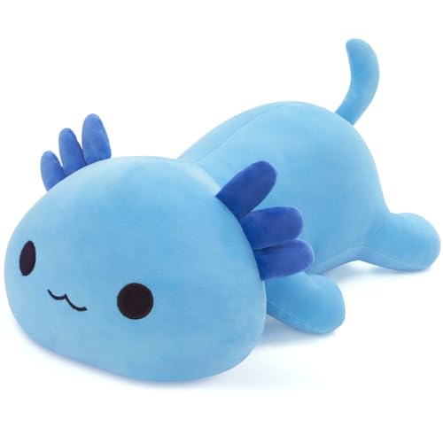 Yeqivo Nettes Axolotl Plüsch, weiches gefülltes Tier Salamander Plüsch Kissen, Kawaii Plüsch Spielzeug für Kinder (Blau Axolotl,30CM) von Yeqivo