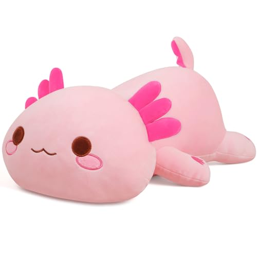 Yeqivo Nettes Axolotl Plüsch, weiches gefülltes Tier Salamander Plüsch Kissen, Kawaii Plüsch Spielzeug für Kinder (Rosa Axolotl,50CM) von Yeqivo