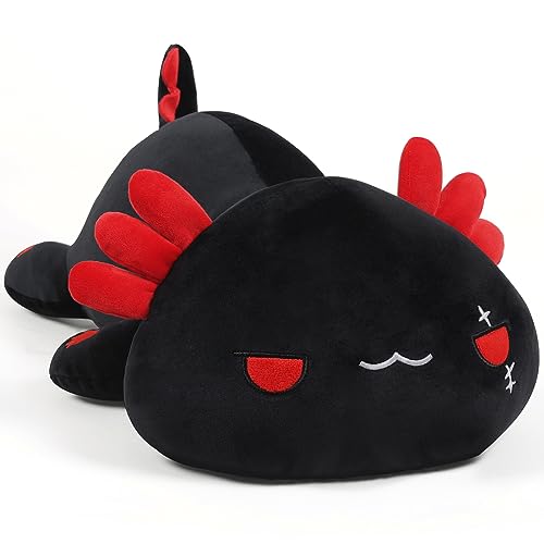 Yeqivo Nettes Axolotl Plüsch, weiches gefülltes Tier Salamander Plüsch Kissen, Kawaii Plüsch Spielzeug für Kinder (Schwarz Axolotl,50CM) von Yeqivo