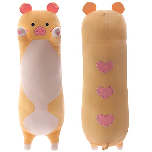 Yeqivo Kuscheltier Kawaii Schwein Plüschkissen Stofftiere Langes Rosa Schwein Plüschkissen niedliches Pig Plüsch Tier Körperkissen Kinder Plüschtier (Schwein,50CM) von Yeqivo