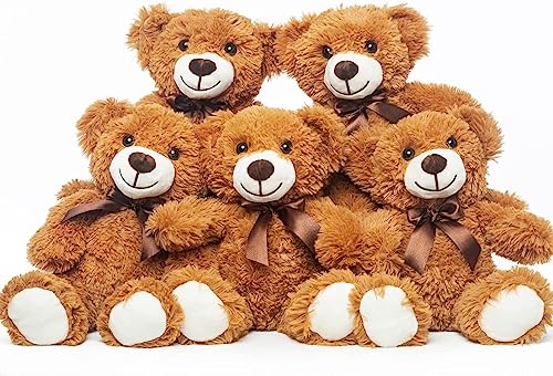 Yeqivo Teddybär gefülltes Tier Plüschtier Geschenk für Kind Freundin, 13.5 Zoll gefüllte Bären für Weihnachten Valentinstag Geburtstag Hochzeitsfeier（Brown,5Pcs） von Yeqivo
