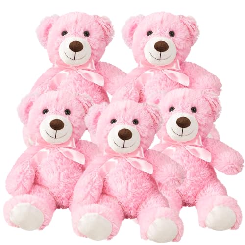 Yeqivo Teddybär gefülltes Tier Plüschtier Geschenk für Kind Freundin, 13.5 Zoll gefüllte Bären für Weihnachten Valentinstag Geburtstag Hochzeitsfeier（Rosa, 5 Pcs） von Yeqivo