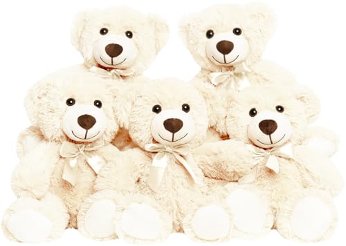 Yeqivo Teddybär gefülltes Tier Plüschtier Geschenk für Kind Freundin, 13.5 Zoll gefüllte Bären für Weihnachten Valentinstag Geburtstag Hochzeitsfeier（Weiß,5Pcs） von Yeqivo