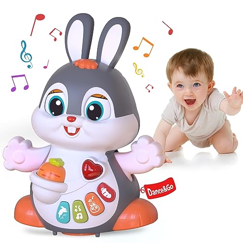 Yerloa Musik Spielzeug ab 1 Jahr,Kaninchen krabbelspielzeug mit Musik und Lichte ab 6 7 8 9 10 12 Monate, Baby Interaktives Lernspielzeug Osterhasen Geschenke Kinder Mädchen Junge ab 1-2 Jahr von Yerloa