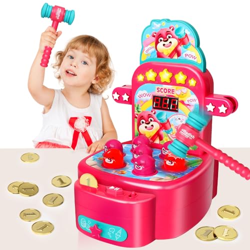 Yerloa Whack Maulwurfspiel für Kleinkinder, Elektronisches Mini Arcade Spielzeug für Mädchen 3 4 5 6 Jahre, interaktives Pädagogisches Spielzeug mit 2 Hämmern Geschenk für Jungen Baby 3-6 Jahren Yerloa Whack Maulwurfspiel für Kleinkinder, Elektronisches Mini Arcade Spielzeug für Mädchen 3 4 5 6 Jahre, interaktives Pädagogisches Spielzeug mit 2 Hämmern Geschenk für Jungen Baby 3-6 Jahren von Yerloa