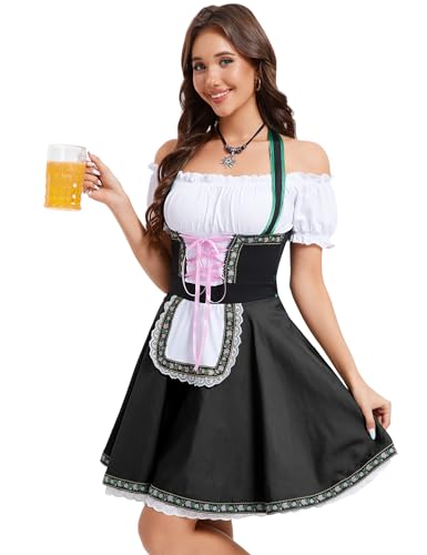 Deutsches Dirndlkleid für Damen, 1 Stück, Kostüme für traditionelles Bier, bayerisches Oktoberfest, Karneval, Halloween, Schwarz, XXL Deutsches Dirndlkleid für Damen, 1 Stück, Kostüme für traditionelles Bier, bayerisches Oktoberfest, Karneval, Halloween, Schwarz, XXL von Yesfashion