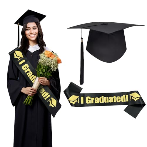 Yesimola 2025 Doktorhut und Schärpe für Abschlussfeier,Verstellbar Abschlussfeiern, Graduation Accessoires,Anhänger Quaste Geschenk bei Prüfungen Abschlussfeier Uni Universität Hochschule von Yesimola