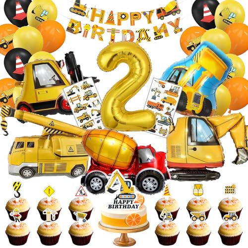 Bag-ger Luftba-llon 2 Ge-burts-tag, 52 PCS Bag-ger Party Luftba-llon Set, Baustelle Luftba-llon Ge-burts-tag, Bag-ger Luftba-llon Ge-burts-tag, Bag-ger Deko Kindergeburts-tag Set, für Party von Yesmoyhe