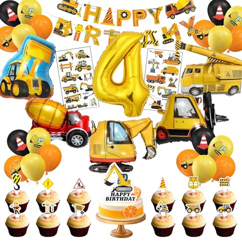 Baustellen GeburtstagdekoJunge 4 Jahre, 52 PCS Bagger Par-ty Lu-ftba-llons Set, Baustelle Lu-ftba-llons Geburtstag, Bagger Lu-ftba-llons Geburtstag, BAU Par-ty Dekoration, für Par-ty Dekoration von Yesmoyhe