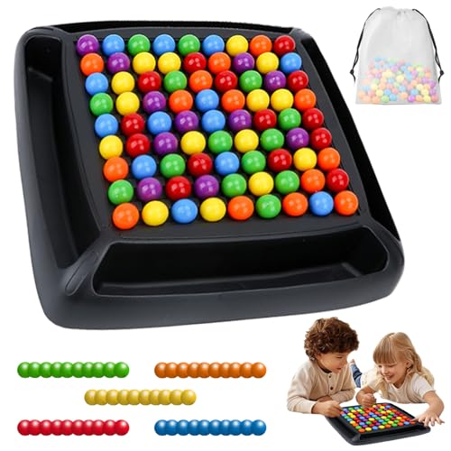 Regenbogen Puzzle Schach, 80 Stück Regenbogenball Schachbrett Strategiespiele, Intellektuelles Schachbrett–Duales Duell, Regenbogenball Eliminierungs Chess Board Game, Für Kinder Und Erwachsene von Yesmoyhe