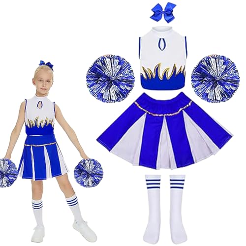 Cheerleading Kleid, Cheerleader Karneval Kostüm Kinder, Mädchen Cheerleading Kostüm, Kinder Cheer Kostüm Outfit, Kinderkostüm Cheerleader, Mädchen Cheerleading Kleid,für Fasching Party Kostüm（160） von Yesmoyhe