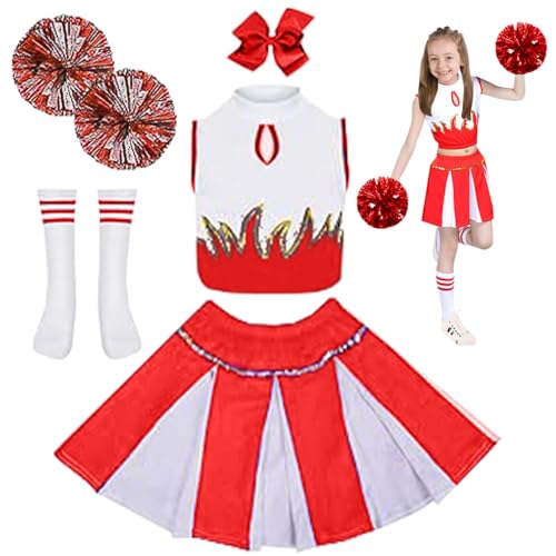 Cheerleading Kleid, Cheerleader Karneval Kostüm Kinder, Mädchen Cheerleading Kostüm, Kinder Cheer Kostüm Outfit, Kinderkostüm Cheerleader, Mädchen Cheerleading Kleid,für Fasching Party Kostüm（160） von Yesmoyhe