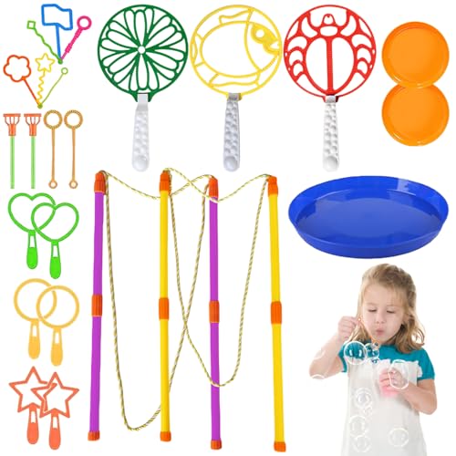 Yesmoyhe Seifenblasen Set Kinder, 24 Stück Seifenblasen Blase Zauberstab Set für Kinder, Zauberstab Einstellen Seifenblasen, Seifenblasen Blase mit Tablett, für Indoor und Outdoor Bubble Maker Spiele von Yesmoyhe