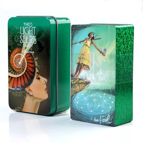 Die Lichtseher-Tarotkarten, 78 Stück Tarotkarten-Deck mit Goldfolie am Rand, Orakelkarten mit Reiseführer & Metallbox für Anfänger und erfahrene Leser Die Lichtseher-Tarotkarten, 78 Stück Tarotkarten-Deck mit Goldfolie am Rand, Orakelkarten mit Reiseführer & Metallbox für Anfänger und erfahrene Leser von Yestree