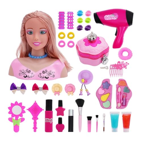 Schminkköpfe & Frisierköpfe mit Haartrockner, Kosmetik Zubehör für Kinder Mädchen, 39 Stück Styling Head Spielzeug, 2024 Weihnachten Geschenk Schminkköpfe & Frisierköpfe mit Haartrockner, Kosmetik Zubehör für Kinder Mädchen, 39 Stück Styling Head Spielzeug, 2024 Weihnachten Geschenk von Yestree