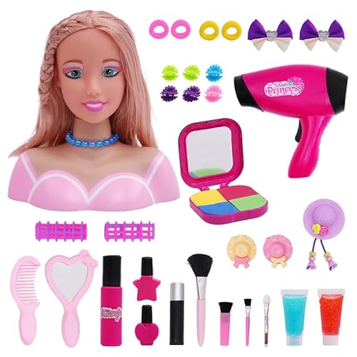 Yestree 33pcs Schminkkopf Puppe Frisierkopf Fur Kinder, Styling Head Frisierköpfe für Kinder, inklusiv Kosmetik und Zubehör Yestree 33pcs Schminkkopf Puppe Frisierkopf Fur Kinder, Styling Head Frisierköpfe für Kinder, inklusiv Kosmetik und Zubehör von Yestree