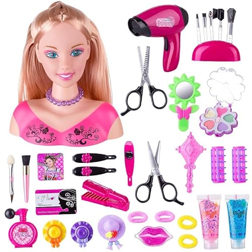 Yestree 35pcs Schminkkopf Puppe Frisierkopf Fur Kinder, Styling Head Frisierköpfe für Kinder, inklusiv Kosmetik und Zubehör Yestree 35pcs Schminkkopf Puppe Frisierkopf Fur Kinder, Styling Head Frisierköpfe für Kinder, inklusiv Kosmetik und Zubehör von Yestree