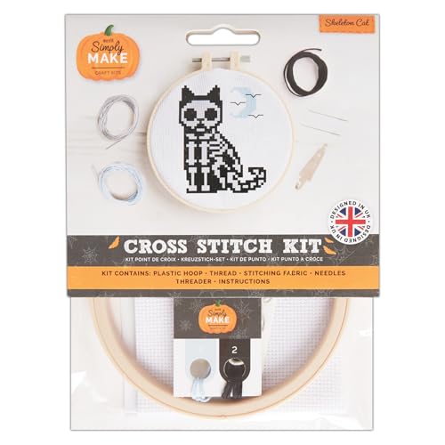 Simply MAKE Kreuzstich Kit Skelett Katze Design Halloween Hoop Stickgarn Stoff und Nadel für Anfänger Starter Kreuzstich Bastelset Tolle Geschenke Handwerk Hobbyisten Halloween Dekor Simply MAKE Kreuzstich Kit Skelett Katze Design Halloween Hoop Stickgarn Stoff und Nadel für Anfänger Starter Kreuzstich Bastelset Tolle Geschenke Handwerk Hobbyisten Halloween Dekor von Yeuyyben