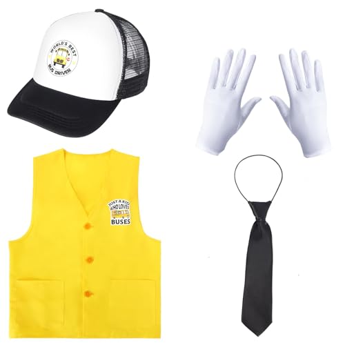 Yewong 5-teiliges Schulbusfahrer-Kostüm-Set inklusive Hut, Weste, Krawatte, Kostüm, Handschuhe und Stop-and-Go-Schild für Halloween, Karriere, Party, Verkleidung, Rollenspiele Yewong 5-teiliges Schulbusfahrer-Kostüm-Set inklusive Hut, Weste, Krawatte, Kostüm, Handschuhe und Stop-and-Go-Schild für Halloween, Karriere, Party, Verkleidung, Rollenspiele von Yewong