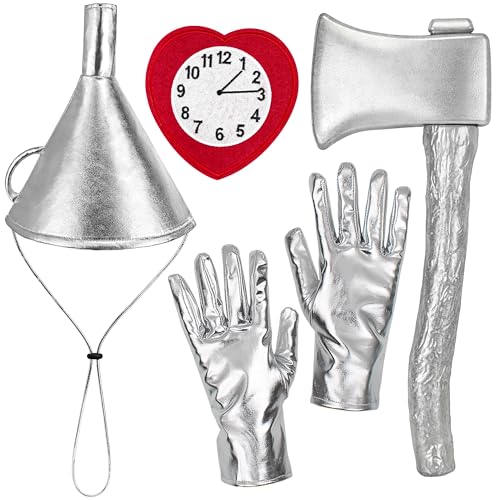 Yezmo 5 Stück Blechmann Kostüm Zubehör, Silberne Axt Trichterhut Herzbrosche Handschuhe Für Erwachsene Für Cosplay Party Yezmo 5 Stück Blechmann Kostüm Zubehör, Silberne Axt Trichterhut Herzbrosche Handschuhe Für Erwachsene Für Cosplay Party von Yezmo