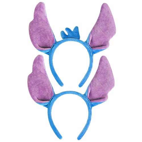 Yezmo Blaues Plüsch Ohren Haarschmuck, Cartoon Blaues Lila Alien Ohren Haarreifen Für Cosplay Karneval Halloween (Hairbandset) von Yezmo