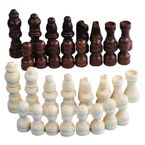32 Stück Tragbare Schachfiguren Internationale Schachfiguren Holz Handgeschnitzt Turnier Schachfiguren für Erwachsene Kinder Turnier Holz Schachfiguren Schachzubehör von Yfenglhiry