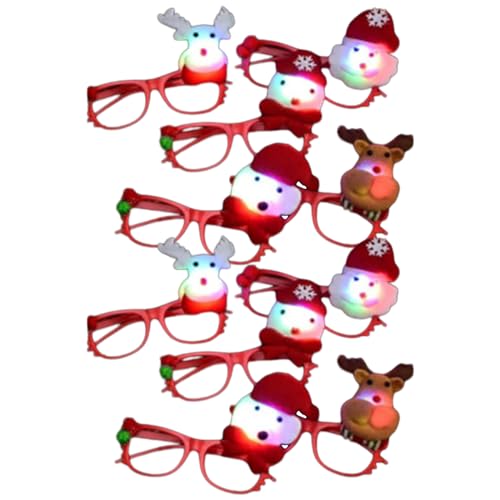 Yfenglhiry 10 x Weihnachtsfeierbrillen mit LED-Licht, Weihnachtsmann-Brillenrahmen, Brillen, Foto-Requisiten, Weihnachtsdekoration, Neujahrsgeschenk, Weihnachtsbrillenrahmen von Yfenglhiry