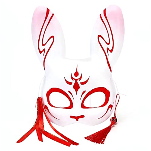 Yfenglhiry Japanische Cosplay-Masken, Halloween, Cosplay, Party, Kostüm, Requisiten, Hasenohren, Fuchsmaske, halbes Gesicht, halbes Gesicht von Yfenglhiry
