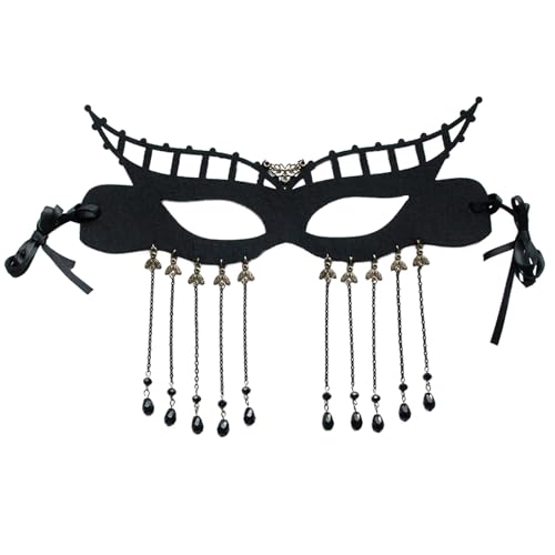 Yfenglhiry Maskerade-Augenmaske mit Kette, Maskerade-Dekorationen für Frauen, Halloween, Maskerade, Partys, Material von Yfenglhiry