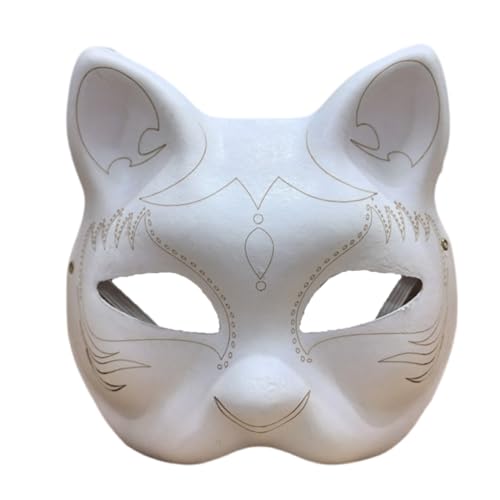 Yfenglhiry Papiermaske, Halbgesichtsmaske, unlackiert, Maske, Hand für Halloween, Cosplay, Party, Make-up-Künstler, Gesichtsmaske von Yfenglhiry