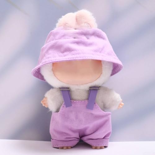 Handgefertigtes 17 cm Puppenkleidungsset für Labubu, stilvoller Hut und Overall für jede Veranstaltung (lila) von Yhenlovtt