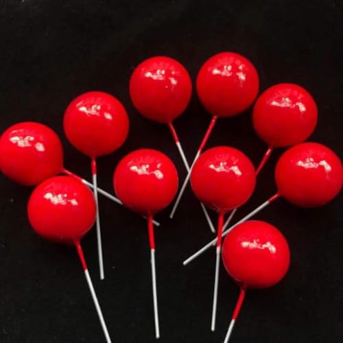 Set mit 20 goldenen Schaumstoffkugeln für Kuchendekorationen, ideal für Geburtstagsfeiern (Rot) von Yhenlovtt