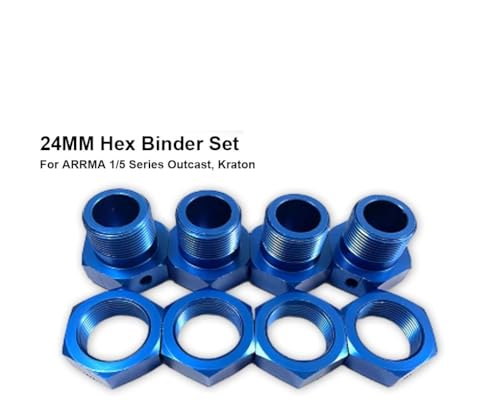 YhfAbd 24MM Rad Hex Hub Adapter mit Mutter for Arrma 1/5 8S BLX Aluminium Outcast & Kraton Roller Hopups RC Auto Upgrade Ersatzteile(Red) von YhfAbd