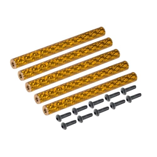 YhfAbd 5 STÜCKE Farbige Carbonfaser-Hosenträger 67/70/75/78 mm M3-Unterlegscheiben for 1/10 RC Crawler Comp Builds SCX10 PRO TGH LCG Chassis DIY Ersatzteile(Gold 67mm) von YhfAbd