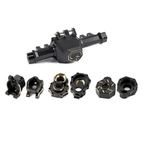 YhfAbd CNC-Gewichte aus schwarzem Messing, Portalachsengehäuse, Lenkblöcke, Achsschenkel-Upgrade for 1/10 RC Crawler TRX4 TRX6 Defender LCG Ersatzteile(Rear Axle 4 in 1) von YhfAbd